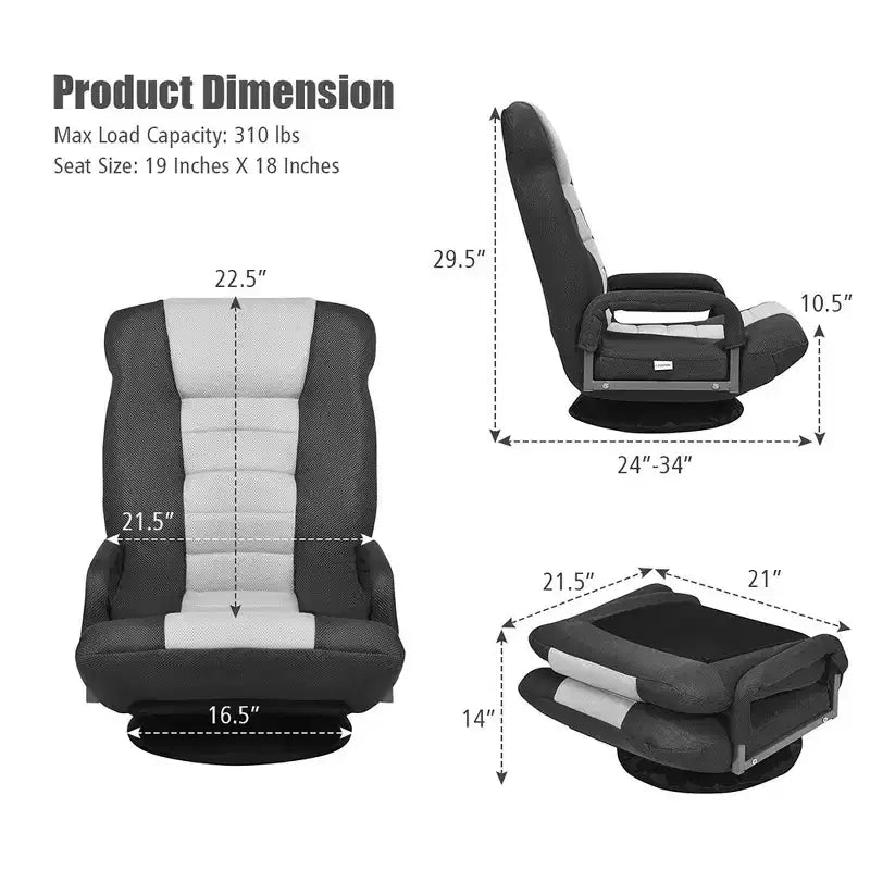 Chaise de jeu au sol pivotante à 360 degrés Costway avec dossier pliable et réglable