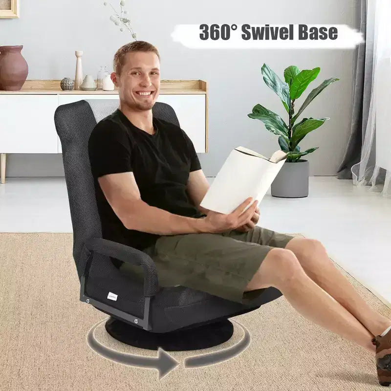 Chaise de jeu au sol pivotante à 360 degrés Costway avec dossier pliable et réglable
