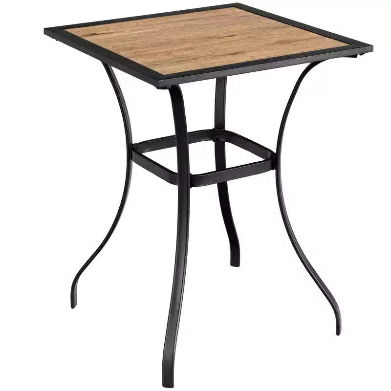 Costway Ensemble Table Carrée de Bistrot et 2 Tabourets de Bar d'Extérieur, Chaises Rembourrées avec Accoudoirs