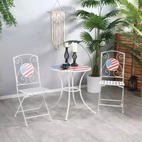 Ensemble de bistrot 3 pièces Outsunny, mobilier d'extérieur pliant avec table et chaises à motif mosaïque USA pour le 4 juillet, balcon, drapeau américain