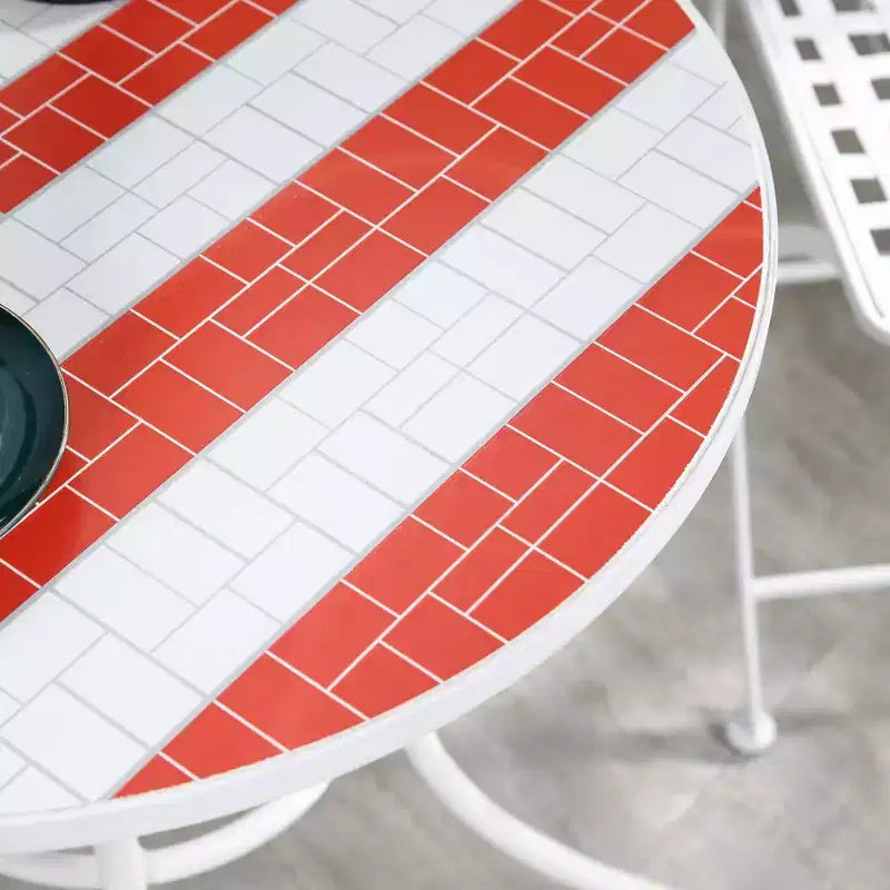 Ensemble de bistrot 3 pièces Outsunny, mobilier d'extérieur pliant avec table et chaises à motif mosaïque USA pour le 4 juillet, balcon, drapeau américain