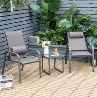 Costway Ensemble de mobilier bistro de patio 3 pièces - Chaises empilables à dossier réglable Marron/Noir