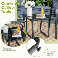 Costway Ensemble de mobilier bistro de patio 3 pièces - Chaises empilables à dossier réglable Marron/Noir