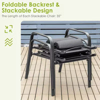 Costway Ensemble de mobilier bistro de patio 3 pièces - Chaises empilables à dossier réglable Marron/Noir