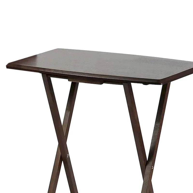 PJ Wood tables plateaux TV pliantes avec support de rangement compact, espresso, ensemble de 5 pieces - 36,38