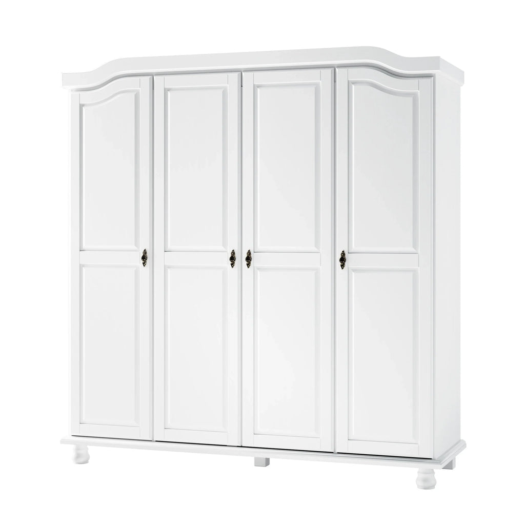 Palace Imports Armoire-penderie Kyle 4 portes 100% bois massif avec portes en bois massif ou miroir