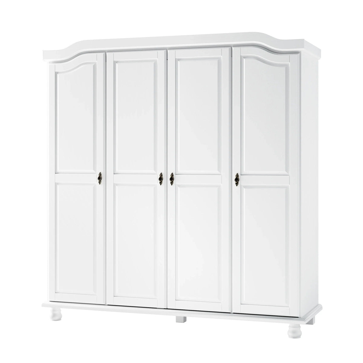 Palace Imports Armoire-penderie Kyle 4 portes 100% bois massif avec portes en bois massif ou miroir