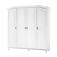Palace Imports Armoire-penderie Kyle 4 portes 100% bois massif avec portes en bois massif ou miroir