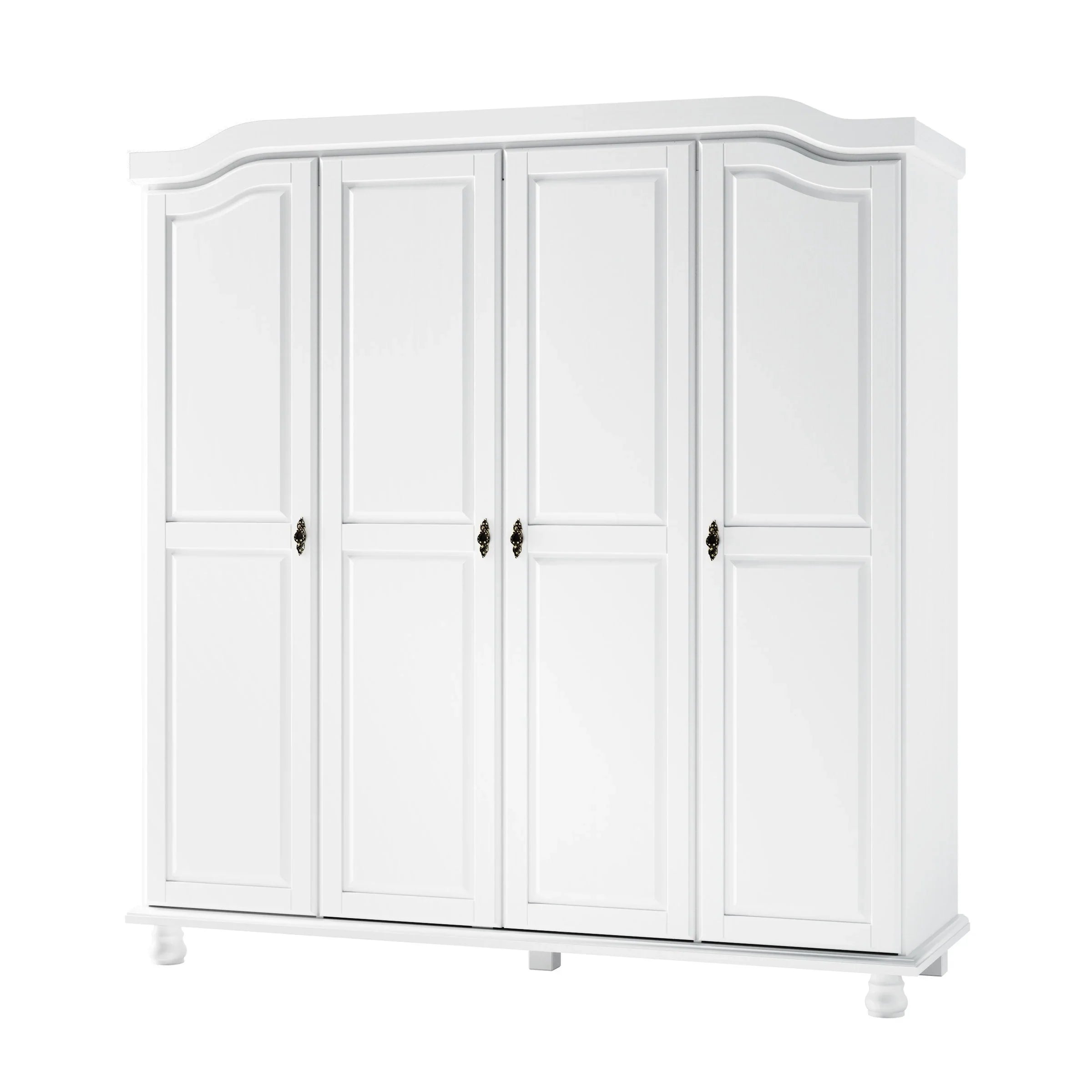 Palace Imports Armoire-penderie Kyle 4 portes 100% bois massif avec portes en bois massif ou miroir