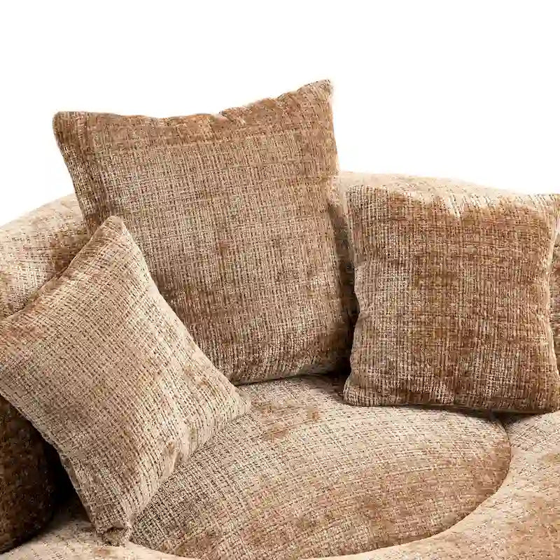 Canapé paresseux à dossier haut en chenille avec 3 coussins et pouf surdimensionné
