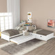 Lit plateforme en L moderne blanc de taille double avec lit gigogne et tiroirs pour chambre à coucher