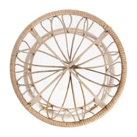 Ensemble de bistro 3 pièces Flash Furniture Devon pour l'intérieur/l'extérieur, chaises en rotin tressé de style Papasan, table d'appoint en verre et coussins