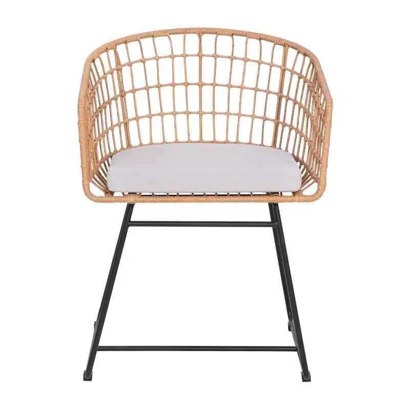 Flash Furniture Devon Ensemble bistro de patio 3 pièces - Chaises en corde de rotin d'intérieur/extérieur, table à plateau en bois d'acacia et coussins d'assise