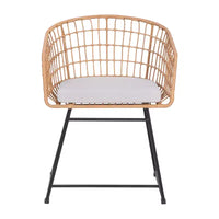 Flash Furniture Devon Ensemble bistro de patio 3 pièces - Chaises en corde de rotin d'intérieur/extérieur, table à plateau en bois d'acacia et coussins d'assise