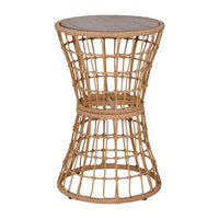 Flash Furniture Devon Ensemble bistro de patio 3 pièces - Chaises en corde de rotin d'intérieur/extérieur, table à plateau en bois d'acacia et coussins d'assise