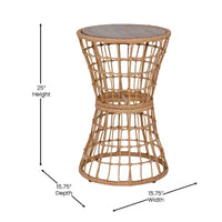 Flash Furniture Devon Ensemble bistro de patio 3 pièces - Chaises en corde de rotin d'intérieur/extérieur, table à plateau en bois d'acacia et coussins d'assise