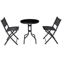 Costway Ensemble bistro 3 pièces - Table de jardin pour arrière-cour, chaises pliantes, mobilier de patio d'extérieur