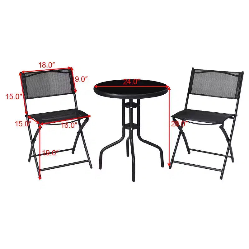 Costway Ensemble bistro 3 pièces - Table de jardin pour arrière-cour, chaises pliantes, mobilier de patio d'extérieur