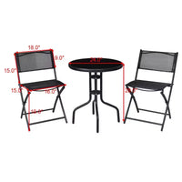 Costway Ensemble bistro 3 pièces - Table de jardin pour arrière-cour, chaises pliantes, mobilier de patio d'extérieur