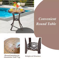 Costway Ensemble Bistro 3 pièces Table Ronde et Chaises de Patio en Aluminium Coulé Résistant aux Intempéries