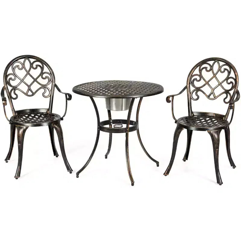 Costway Ensemble de salle à manger 3 pièces en aluminium pour patio avec seau à glace amovible intégré
