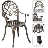 Costway Ensemble de salle à manger 3 pièces en aluminium pour patio avec seau à glace amovible intégré