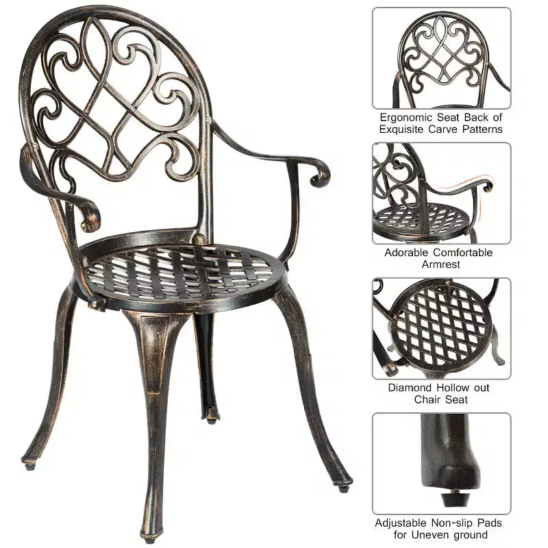 Costway Ensemble de salle à manger 3 pièces en aluminium pour patio avec seau à glace amovible intégré