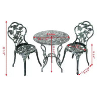 Costway Ensemble bistro de mobilier de terrasse en aluminium moulé à motif rose Vert antique (Vert)