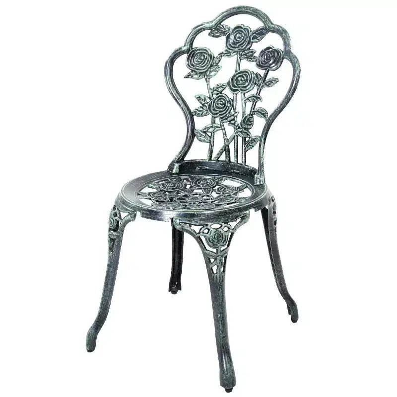 Costway Ensemble bistro de mobilier de terrasse en aluminium moulé à motif rose Vert antique (Vert)