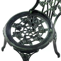 Costway Ensemble bistro de mobilier de terrasse en aluminium moulé à motif rose Vert antique (Vert)