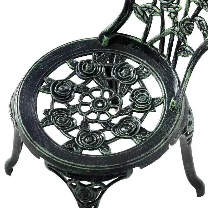 Costway Ensemble bistro de mobilier de terrasse en aluminium moulé à motif rose Vert antique (Vert)
