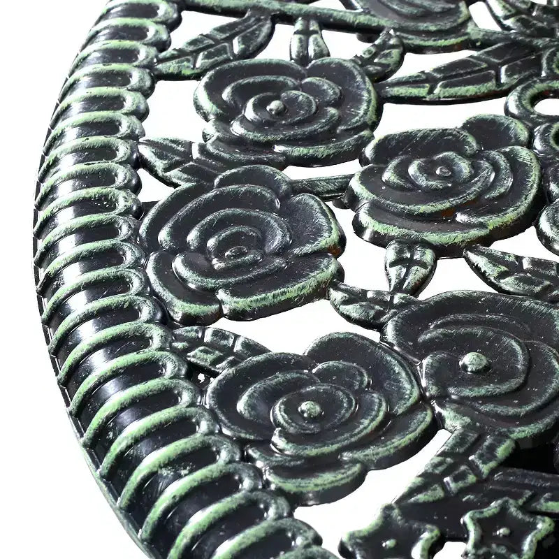 Costway Ensemble bistro de mobilier de terrasse en aluminium moulé à motif rose Vert antique (Vert)