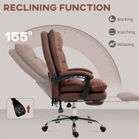 Vinsetto Chaise de bureau de massage inclinable chauffante à vibration en microfibre