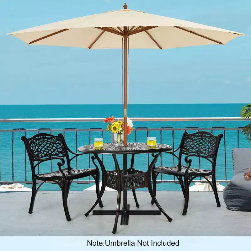 Costway Ensemble bistrot de jardin 3 pièces en aluminium moulé avec table ronde et chaises