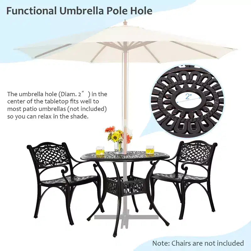 Costway Ensemble bistrot de jardin 3 pièces en aluminium moulé avec table ronde et chaises