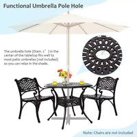 Costway Ensemble bistrot de jardin 3 pièces en aluminium moulé avec table ronde et chaises