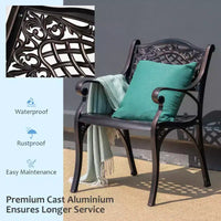 Costway Ensemble bistrot de jardin 3 pièces en aluminium moulé avec table ronde et chaises