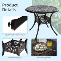 Costway Ensemble bistrot de jardin 3 pièces en aluminium moulé avec table ronde et chaises