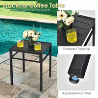 Costway Ensemble bistro de patio 3 pièces en rotin, dossier haut accoudoir table d'appoint, gris mix\marron mix