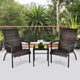 Costway 3 PCS Patio Rattan Bistro Set High Backrest Armrest SideTable Mix Gray\Mix Brown