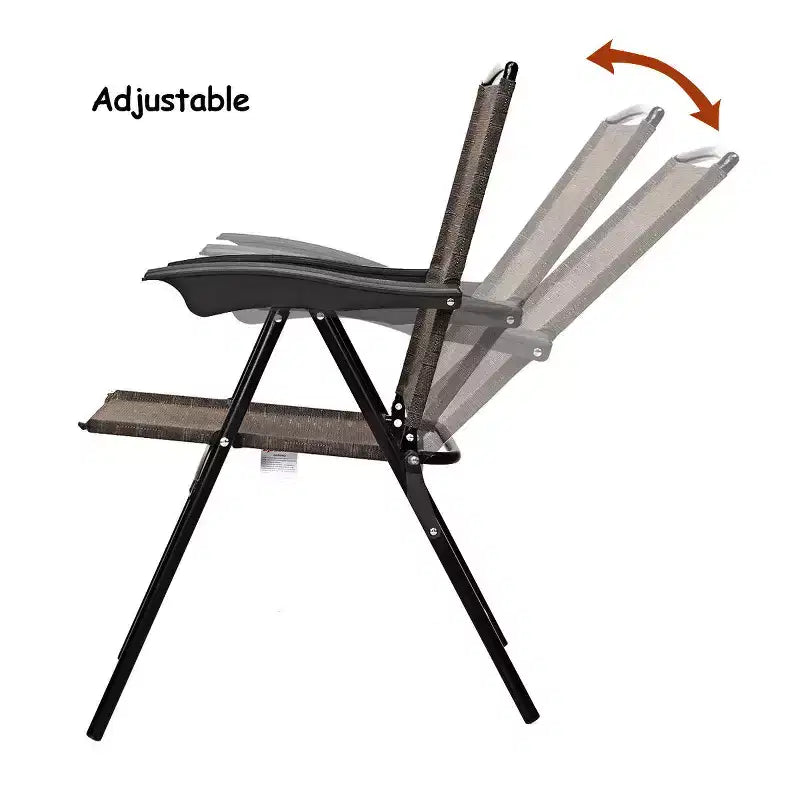 Costway Ensemble de Meubles de Bistro d'Extérieur 5 Pièces, Table en Verre avec 4 Chaises Pliantes Réglables