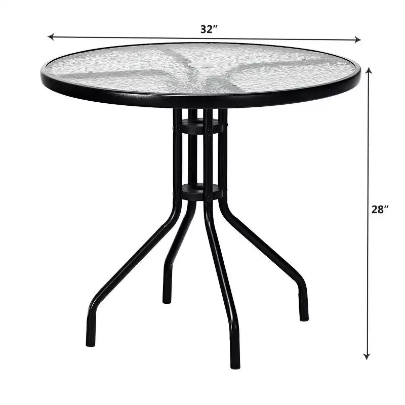 Costway Ensemble de Meubles de Bistro d'Extérieur 5 Pièces, Table en Verre avec 4 Chaises Pliantes Réglables