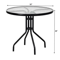 Costway Ensemble de Meubles de Bistro d'Extérieur 5 Pièces, Table en Verre avec 4 Chaises Pliantes Réglables