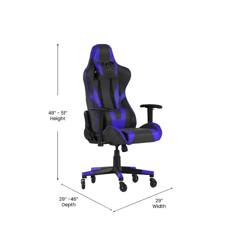 Chaise de bureau de jeu Flash Furniture X20, type baquet, pour ordinateur, réglable, avec dossier inclinable et roulettes transparentes
