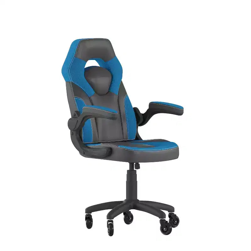 Fauteuil de jeu Flash Furniture X10, Chaise de bureau, d'ordinateur ou de PC de course, avec accoudoirs relevables et roulettes transparentes