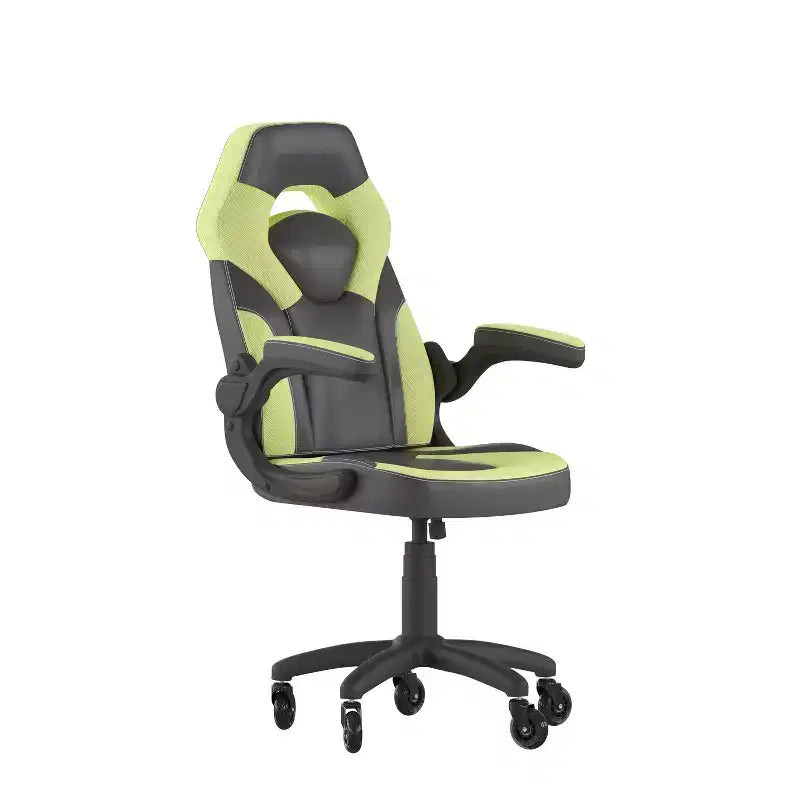 Fauteuil de jeu Flash Furniture X10, Chaise de bureau, d'ordinateur ou de PC de course, avec accoudoirs relevables et roulettes transparentes