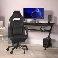 Chaise de jeu Flash Furniture X40, chaise d'ordinateur de course avec dossier et accoudoirs entièrement inclinables et roulettes transparentes, repose-pieds coulissant