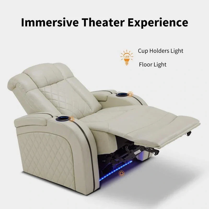 MCombo Fauteuil inclinable électrique avec appui-tête réglable, siège de home cinéma double moteur avec port USB, cuir respirant HTS411