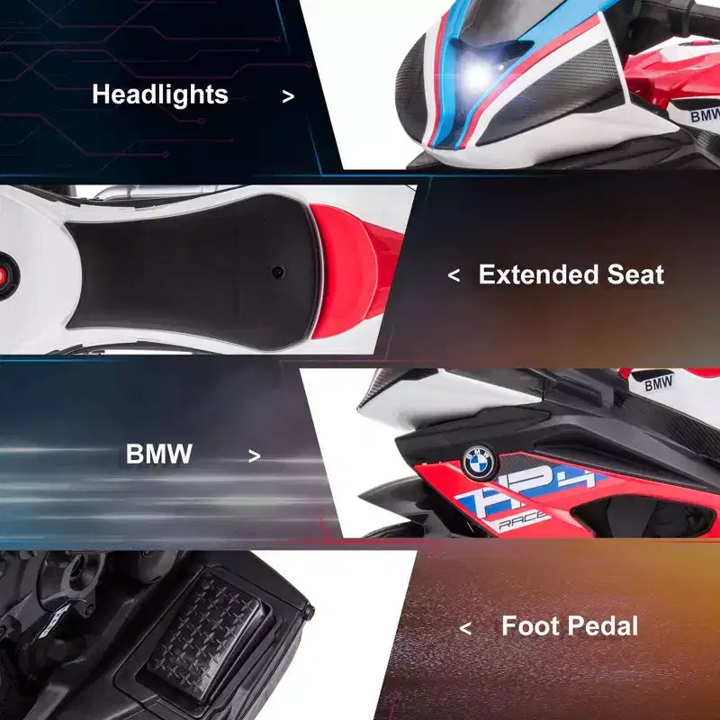 Aosom Moto électrique pour enfants BMW HP4 sous licence avec 3 roues, batterie 6V et musique, pour filles et garçons de 18 à 60 mois