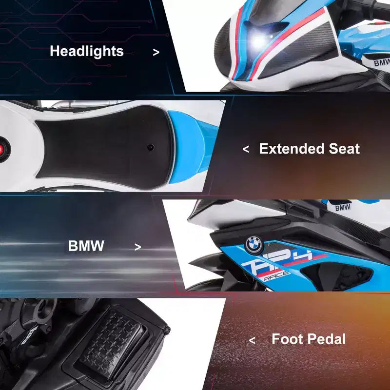 Aosom Moto électrique pour enfants BMW HP4 sous licence avec 3 roues, batterie 6V et musique, pour filles et garçons de 18 à 60 mois